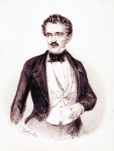 Johan Strauss Jr. (1825 - 1899), auteur de « Beau Danube bleu » et « La Chauve-Souris » en 1874. Dessin. - Anonymous Anonymous