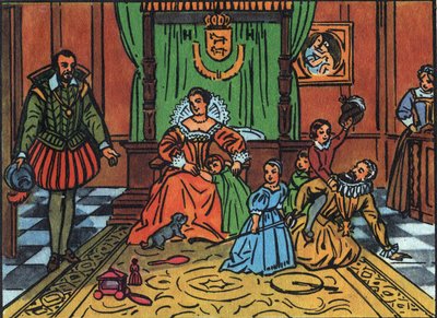 Le roi de France Henri IV (1553-1610) jouant avec ses enfants devant l