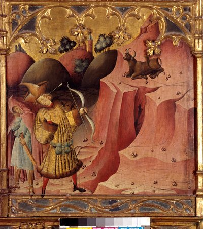 Légende de Saint Michel : Sur le mont Gargan en Pouilles, un taureau égaré est retrouvé par un habitant de Siponte - Anonymous Anonymous