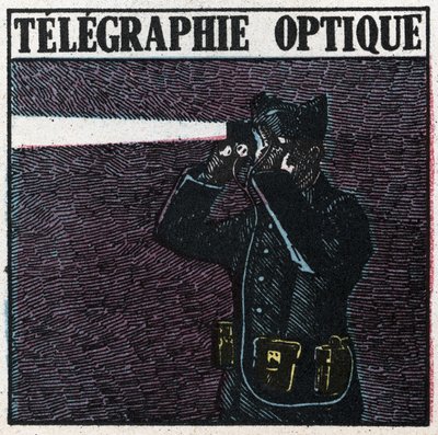 Signaux lumineux : télégraphie optique. Illustration anonyme de 1925. Collection privée. - Anonymous Anonymous
