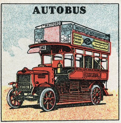 Traction mécanique : bus. Illustration anonyme de 1925. Collection privée - Anonymous Anonymous