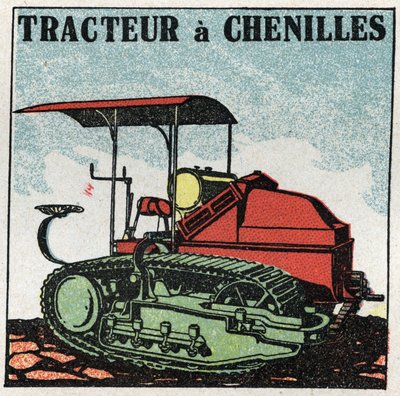 Traction mécanique : tracteur à chenilles. Illustration anonyme de 1925. Collection privée. - Anonymous Anonymous