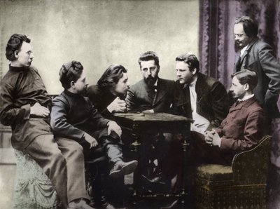 Membres du cercle littéraire Sreda, formé dans la seconde moitié des années 1890 par des écrivains réalistes russes - Portraits d