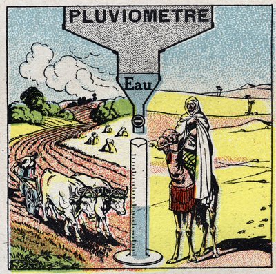 Météorologie : influence de la pluie sur le climat, utilisation de la pluie. Illustration anonyme de 1925. Collection privée. - Anonymous Anonymous