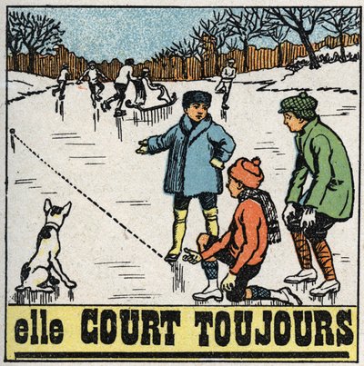 Mouvements : enfants jouant aux boules sur la glace gelée d