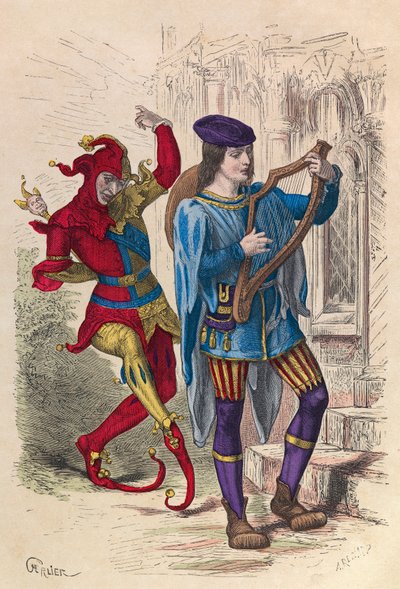 Musicien et fou dansant à Paris au 14ème siècle - Collection privée - Anonymous Anonymous