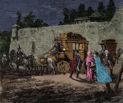 Fuite nocturne de la famille royale à Varennes en 1791, Gravure, Collection privée - Anonymous Anonymous