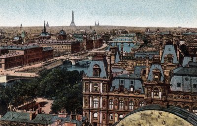 Paris : panorama des Huits Ponts sur la Seine avec la Tour Eiffel en arrière-plan. Photographie de 1920 dans « Album Artistique » de la ville de Paris. Collection privée. - Anonymous Anonymous