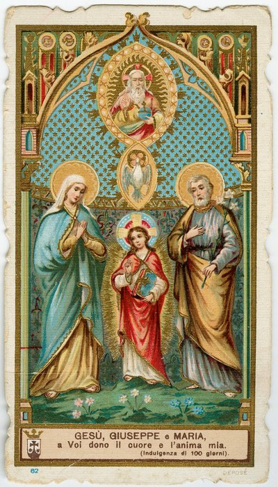 Image pieuse : La Sainte Famille avec le Saint-Esprit et Dieu - Anonymous Anonymous