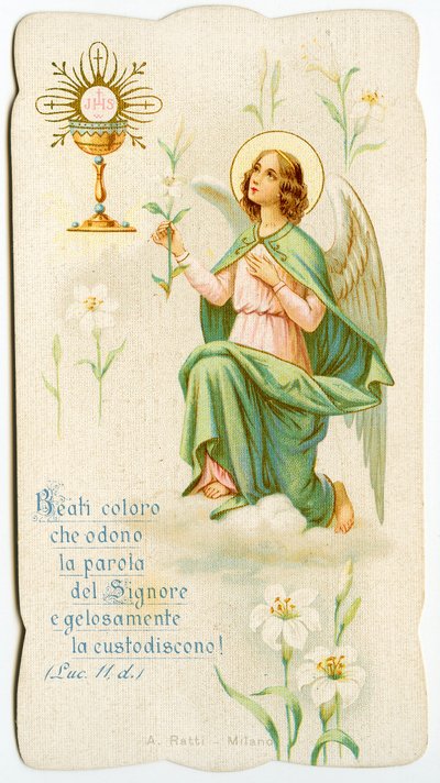Image pieuse : Un ange tenant un lys (gravure) - Anonymous Anonymous