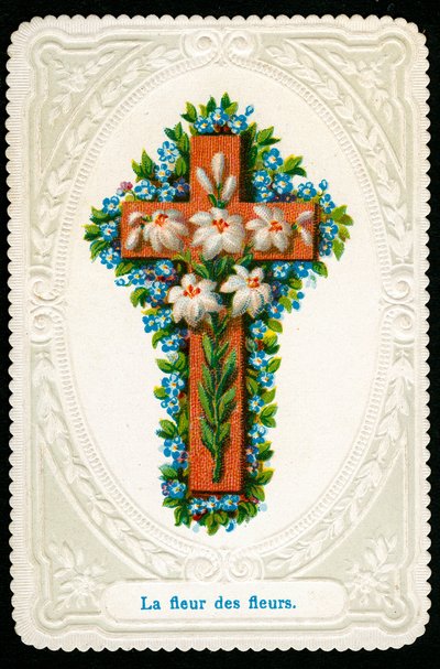 Image pieuse : Croix avec des fleurs - Anonymous Anonymous