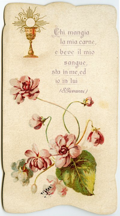 Image pieuse : Eucharistie, Qui mange mon corps et boit mon sang demeure en moi et moi en lui (gravure) - Anonymous Anonymous