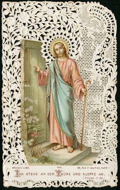 Image pieuse : Jésus frappant à la porte (chromolithographie) - Anonymous Anonymous