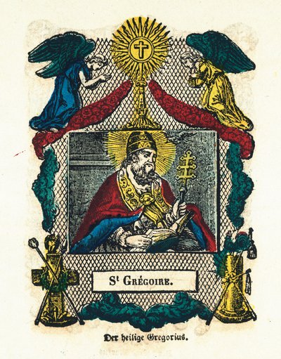 Image pieuse : Saint Grégoire Ier le Grand. Gravure du XIXe siècle - Anonymous Anonymous