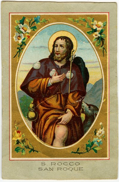 Image pieuse : Saint Roch invoqué contre la peste (chromolithographie) - Anonymous Anonymous