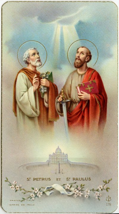 Image pieuse : Les apôtres Pierre et Paul (chromolithographie) - Anonymous Anonymous