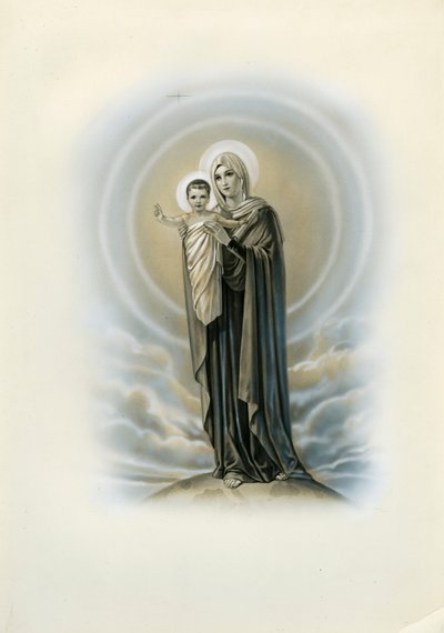 Image pieuse : Vierge et enfant (gravure) - Anonymous Anonymous