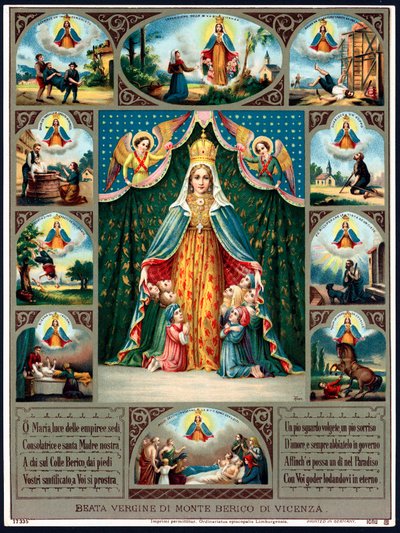 Image pieuse : "Vierge du Mont Berico de Vicenza" (détails en ex-voto, carte du début du XXe siècle) - Anonymous Anonymous