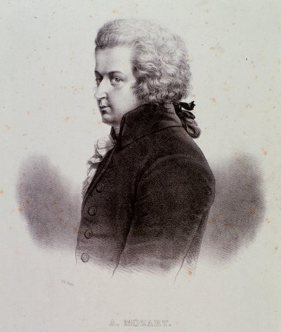 Portrait du compositeur autrichien Wolfgang Amadeus Mozart (1756-1791) Gravure. XIXe siècle. Collection privée milanaise - Anonymous Anonymous