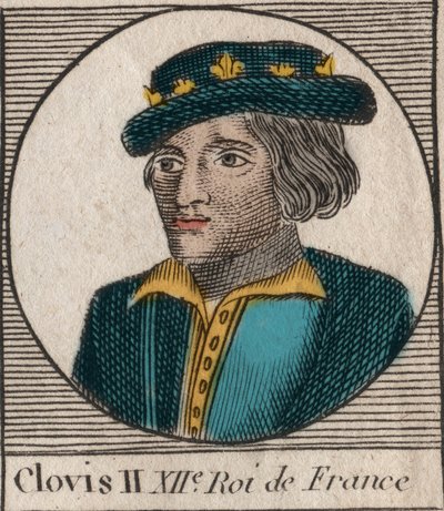 Portrait de Clovis II, roi des Francs (v.633-657) - gravure de « Instruction sur l
