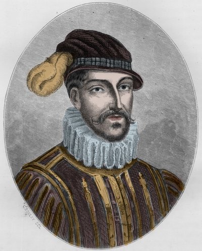 Portrait de Gabriel de Lorges, comte de Montgommery (1530-1574) - Gravure de 1863 dans Le Livre Rouge - Histoire De L