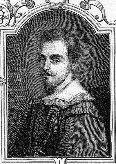 Portrait de Giulio Cesare Procaccini (1574-1625) peintre italien. Gravure de 1859 dans "Les galeries d