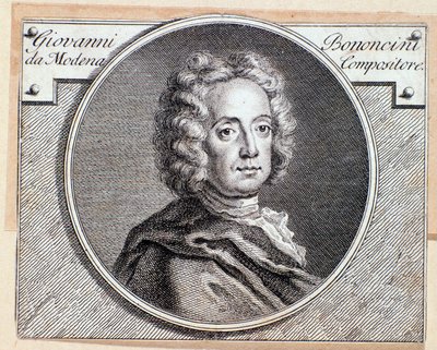 Portrait du compositeur baroque italien et violoncelliste Giovanni Battista Bononcini. Gravure. 18e siècle - Anonymous Anonymous