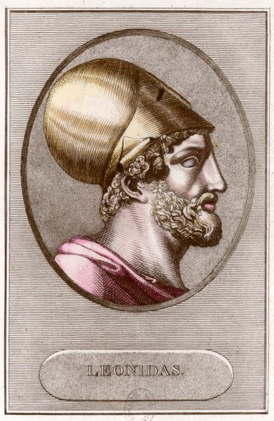 Portrait de Léonidas Ier, roi de Sparte de - 491 à - 480. Gravure. Collection privée. - Anonymous Anonymous