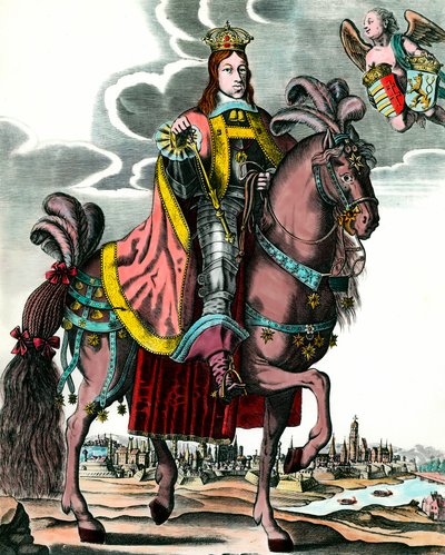 Portrait équestre de Léopold Ier, empereur du Saint-Empire romain germanique. Gravure du XVIIe siècle. Collection privée. - Anonymous Anonymous
