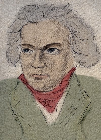 Portrait de Ludwig van Beethoven (1770-1827) compositeur allemand - dessin anonyme du début du XXe siècle - Collection privée - Anonymous Anonymous