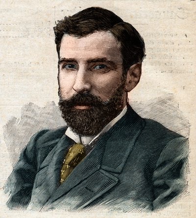 Portrait de Pietro Paolo Savorgnan di Brazza ou Pierre Paul François Camille Savorgnan de Brazza en français (1852-1905) Gouverneur général du Congo français. Gravure dans "Le Petit Parisien" - Anonymous Anonymous