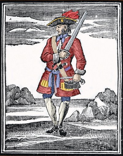 Portrait du pirate Jack Rackham dit le Rouge ou John Rackham, mieux connu sous le nom de Calico Jack (? 1720). Gravure. - Anonymous Anonymous