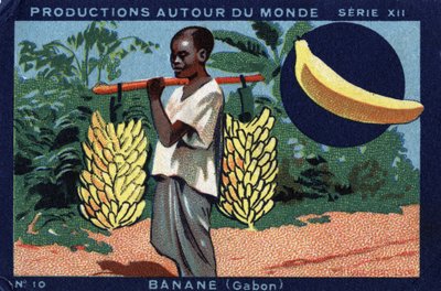 Productions autour du monde : banane au Gabon. Chromolithographie de 1933 dans "Album Joseph-Milliat". - Anonymous Anonymous