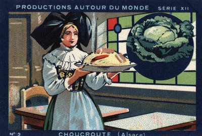 Productions autour du monde : choucroute en Alsace. Chromolithographie de 1933 dans « Album Joseph-Milliat » - Anonymous Anonymous