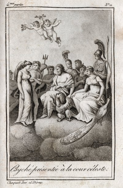 Psyché présentée à la Cour céleste. Gravure de 1819 dans « Lettres à Émilie sur la mythologie » de Charles Albert Demoustier (1760-1801). Collection privée. - Anonymous Anonymous
