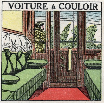 Chemins de fer : wagon-couloir. Illustration anonyme de 1925. Collection privée. - Anonymous Anonymous