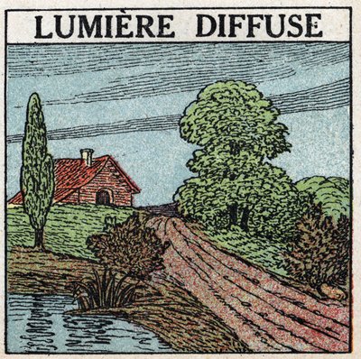 Réflexion de la lumière : la lumière diffuse est la lumière qui éclaire les corps. Illustration anonyme de 1925. Collection privée. - Anonymous Anonymous