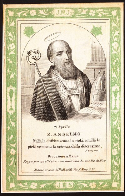 Représentation de Saint Anselme. Image pieuse - Anonymous Anonymous