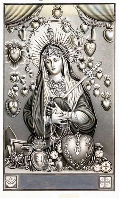 Représentation de la Vierge de Douleur, Mater Dolorosa. Image pieuse. Début du 20e siècle. Collection privée - Anonymous Anonymous