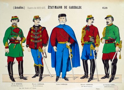 Risorgimento : État-major de Giuseppe Garibaldi (1807-1882). Le héros de l