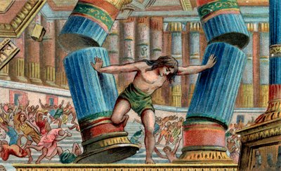 Samson renversant le Temple de Dagon - Chromolithographie - Collection privée - Anonymous Anonymous