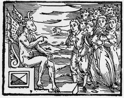 Satan demande un pacte aux nouveaux sorciers - « Compendium Maleficarum », traite des sorcières, de leurs maux et de leurs sortilèges par Francesco Maria Guazzo ou Guaccio ou Guaccius (15?? -16??) 1608 Collection Privée - Anonymous Anonymous