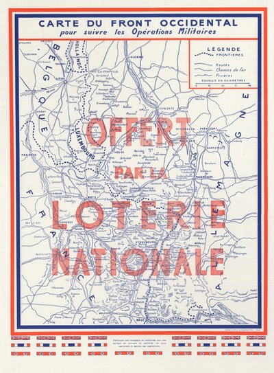 Seconde Guerre mondiale (2ème 2ème 2ème IIIe 39-45 1939-1945) - Guerre 1939 1945 - Carte du front occidental, offerte par la Loterie nationale - Anonymous Anonymous