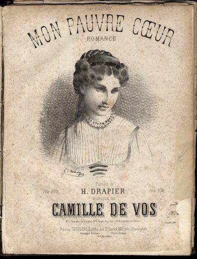 Partition pour "Mon pauvre cœur" paroles de H. Drapier musique de Camille de Vos. Collection privée. - Anonymous Anonymous