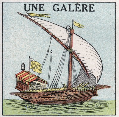 Navires et bateaux: une galère. Illustration anonyme de 1925. Collection privée - Anonymous Anonymous