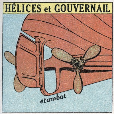 Navires et bateaux : hélices et gouvernails. Illustration anonyme de 1925. Collection privée. - Anonymous Anonymous