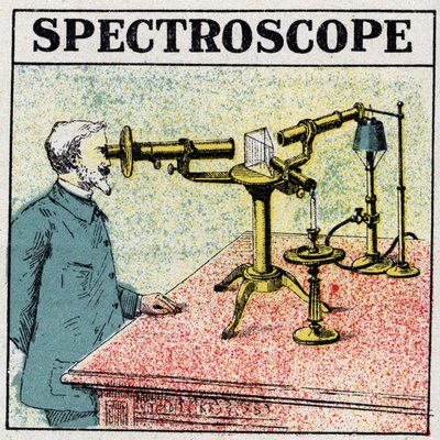Analyse spectrale : un spectroscope. Illustration anonyme de 1925. Collection privée. - Anonymous Anonymous