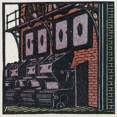 Générateurs de vapeur : batterie de chaudières. Illustration anonyme de 1925. Collection privée. - Anonymous Anonymous