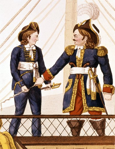 Surcouf à bord de son bateau Emile. Gravure populaire, début du 19ème siècle, Paris - Anonymous Anonymous