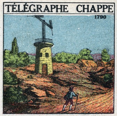 Télégraphe : télégraphe de Claude Chappe (1765-1805) en 1790. Illustration anonyme de 1925. Collection privée. - Anonymous Anonymous